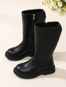2026 New Korean Style Elegant High-Top Riding Boots For Girls, Anti-Collision Toe Cap, Wear-Resistant Thick Sole, Soft Matte Upper Chelsea Boots, Comfortable Fashion, Versatile For Campus, Outdoor, Spring/Autumn/Winter, Black Long Boots - Black - View 5