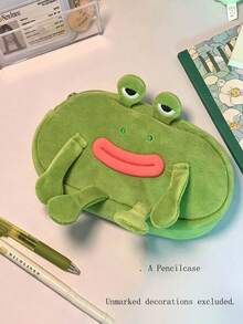 Plush Frog Pencil Case, Cartoon 3D Frog Shaped Large Capacity Stationery Storage Bag, Ins Style Unique Pencil Box, Suitable For B, First Day Of School - Multicolor - View 8