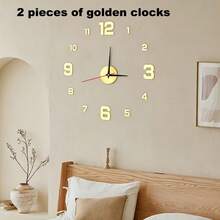 Reloj de pared DIY que brilla en la oscuridad, diseño creativo con superficie de espejo, pegatina decorativa de pared, reloj decorativo minimalista, reloj de pared silencioso, pegatina de pared creativa para sala de estar y dormitorio (el modelo que brilla en la oscuridad solo brilla en ambientes oscuros) - Multicolor - Ver 22