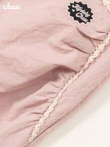 CHUU Lace Patchwork Embroidered Bodycon Skirt Women Autumn Grey Pink Basic College Mermaid Skirt - Dusty Pink - View 7