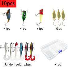 Mixed Fishing Lures Tackle Kit, Hard Soft Lures Set Contains VIB Popper Cicada Metal Spoon Curly Tail Swimbaits With Compartment Storage Box, Freshwater Saltwater Fishing Tackle For Bass Trout Pike Perch Angling - Multicolor - View 15