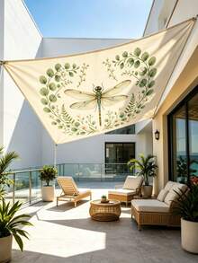 Printed Adventure Awning Side Wall, Spring Dragonfly Art Vintage Design, Windproof Sun Protection, Suitable For Beach Vacation, RV Travel And Camping, Portable High-Quality Fabric (Frame And Canopy Not Included), 2D Flat Diagram - Dragonfly - View 3