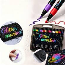 12/24/36/48/60/80 Colors Soft Tip Glitter Pens, Quick-Drying Ink, Fine Tip, Suitable For Scrapbooking, Card Making, Planner. This Soft Tip Glitter Pen Set Is An Ideal Choice For Artists And Crafters, Perfect For Back To School - Multicolor - View 5