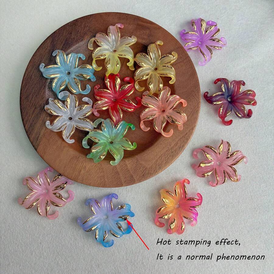 Two Tone Hot Stamping Gold Iris Flower Accessories, Hair Clips, DIY Accessories, Perforated Bracelets, Mobile Phone Chains, Material Matching