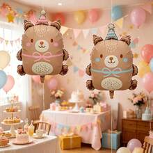 2pcs Blue & Pink Bow Bear Foil Balloons, Suitable For Birthday Party Decoration, Theme Party Setup, 1st Birthday, Photo Props - Multicolor - View 4