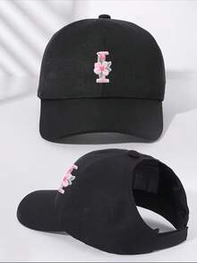 1件女款客製化A-Z字母馬尾棒球帽，輕量開頂沙灘帽，防曬帽，適合戶外運動與日常穿著 - 黑色 - 查看 15