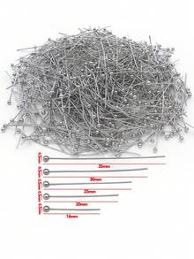 100Pcs 16/20/25/30mm Stainless Steel Round Ball Head Pins, Beading Pins For DIY Bracelet Necklace Jewelry Making - Stainless Steel Steel-colored Ball Needle - View 2