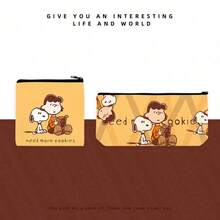 1pc Snoopy Storage Bag, Fashion Cartoon Zipper Bag For Women Students, Cute Large Capacity Organizer Pouch, School Travel Cosmetic Pencil Case, New Year Valentine's Day Easter Mother's Day Father's Day Graduation Gift [Stochastic Style] - Multicolor - View 6