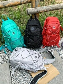 轻便户外登山背包，时尚撞色多口袋拉链学生书包，大容量抽绳旅行背包，户外露营背包，男士徒步运动防水旅行包，返校季假期必备，沙滩包，露营包，假日必备 - 彩色 - 查看 7