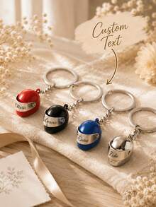 Custom Motorcycle Helmet Keychain-Personalizable With Initials; A Special Gift For Motorcycle Enthusiasts Or A Gift For A Dad Who Rides. - New Helmet Keychain - View 1
