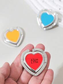 Heart Shaped Foldable Metal Hook - Portable Handbag Holder Stand For Table, Desk, Compact Bag And Keychain Accessories - Multicolor - View 7