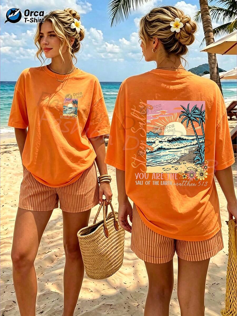 Women T-Shirts - 橘色 - 查看 1