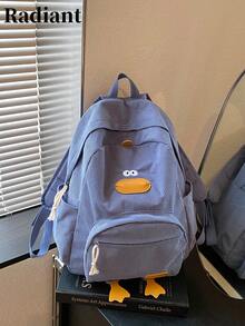 2025 New High Cost-Performance Student Backpack, Corduroy Minimalist Large Capacity Duck Pattern Middle School Student Bag - Blue - View 2