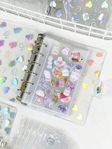 1 buah Buku Catatan Transparan Laser Hati A7, Buku Catatan Transparan Laser Hati, Sampul Kulit Lembut dengan Satu Gesper, Buku Stiker, Perencana DIY, Buku Stiker A7 dengan Satu Gesper, IDOLME, Cocok untuk Scrapbooking, Penyimpanan Stiker, Perencana/Buku Stiker DIY, Penyimpanan Bahan Perencana, Buku Catatan, Buku Tabungan, Buku Perencanaan Waktu dan Alat Tulis Belajar Lainnya, Perlengkapan Sekolah Semester Baru - Jurnal - View 6