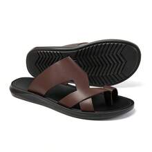 Sandal Pria Model Timur Tengah Terbaru, Serbaguna, Model Jepit Jari Kaki dengan Tali Silang, Sol Lembut, Tahan Lama, Kasual untuk Pantai Sehari-hari - Coklat - View 10