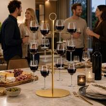 Shoze Gold Metal 3-Tier Cocktail Tree Stand With 12 Cup Holders Wine & Champagne Display Rack For Parties - Gold - View 4