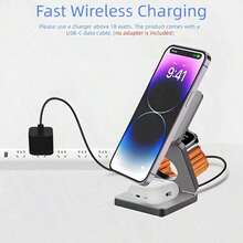 3-In-1 Foldable Portable 15W Multi-Function Wireless Charging Station, Compatible With Apple Devices - Multicolor - View 6