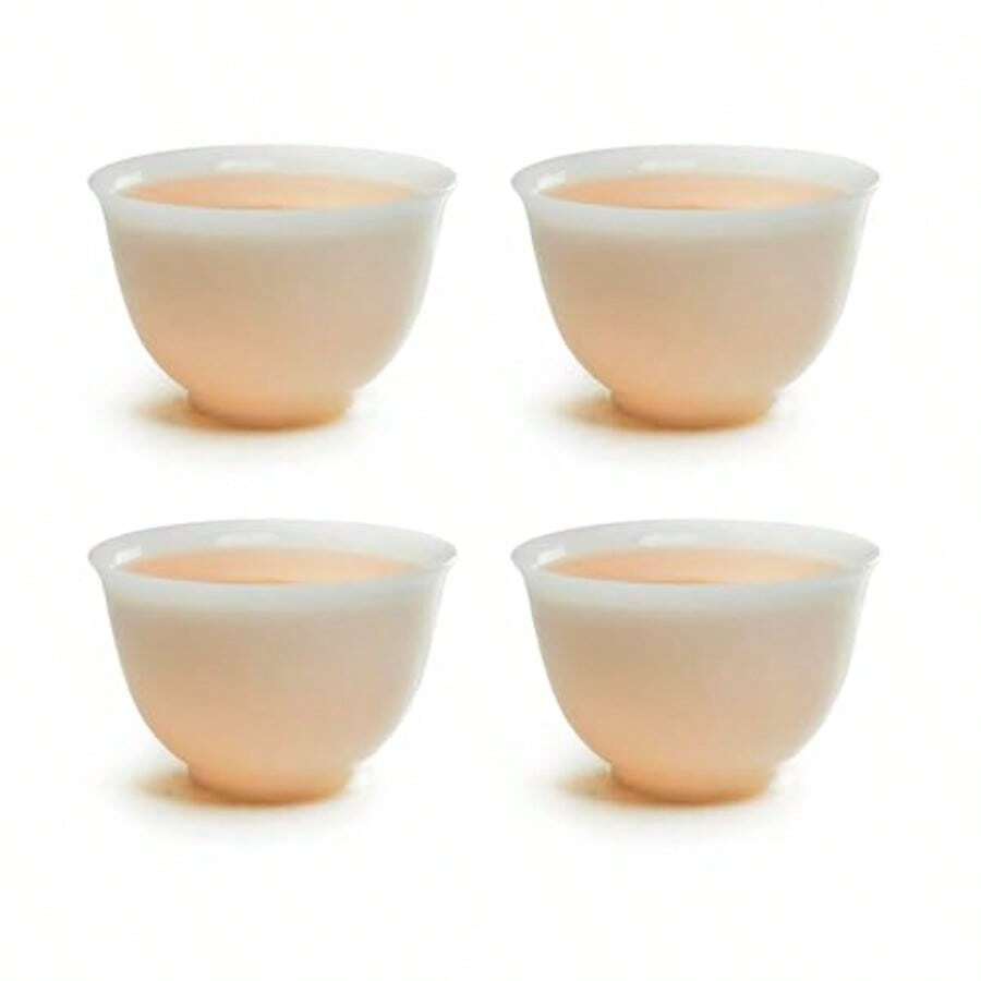 Ice Jade White Porcelain Cups, 2 Oz Teacup Set Of 4 Suet-Fat Jade Porcelain Chinese Tea Cup Set For Gongfu Tea Small Cups - Small Cups - View 1