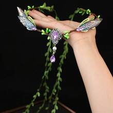 女款森林精靈髮箍 綠色葉藤仙女頭飾 祖母綠水鑽皇冠 適合文藝復興市集、婚禮、Cosplay、萬聖節服裝派對 - 彩色 - 查看 4