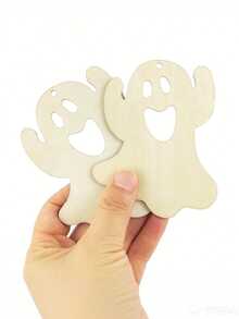 10/20pcs Halloween Hanging Decorations, Blank Wooden Ghost Ornaments, Suitable For DIY Painting, Halloween Party Home Decor, Suitable For Indoor, Outdoor Garden, Lawn, Party, Portable Holiday Gift, Wall Home Horror Party Supplies - Halloween - View 6