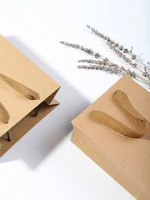 20/10/1pc Khaki Kraft Paper Gift Bag, Durable Kraft Paper Bag With Nylon Rope Handle, Suitable For Birthday Party Gift Packaging, Wedding Favors, Daily Gift Packaging And Small Business Gift Packaging, Perfect For Christmas Gift Packaging - One Size - View 3
