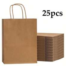 High Quality Brown Kraft Paper Bag With Handle, 5.9 X 3.2 X 8.3 Inches (Approx. 15 X 8 X 21 Cm), Suitable For Party Favors, Theme Party, Graduation Party, Birthday Party Gift Packaging - Multicolor - View 8
