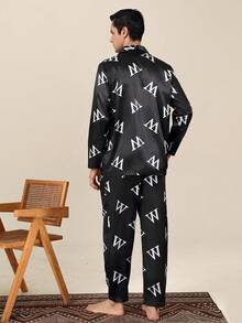 Spring/Autumn Men's Cardigan Faux Silk Pajama Set, High-End Long Sleeve Long Pants Comfortable Loungewear - Multicolor - View 6