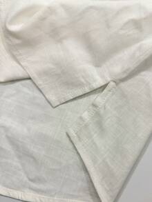 WAIT HIM Men's 100% Cotton Casual Long Sleeve Shirt Half-Open Placket Braided Rope Spring/Autumn Slim Fit - White - View 5