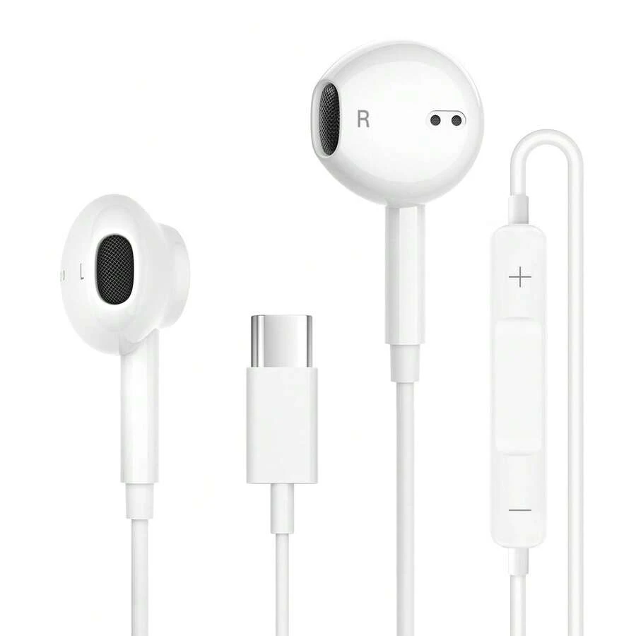 FCV 1pc USB C Earphones, Compatible With Phone 17 16 15, Wired In-Ear Headphones With Clear Microphone And Noise Cancellation, Type C Earphones, Compatible With Galaxy S26 Ultra S25 A16 And Android Devices - View 1
