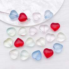 20pcs Glass Transparent Heart-Shaped Perforated Beads Jewelry Making DIY Earrings Pendant Various Design Charms For Jewelry Making Bracelets Necklace - Multicolor - View 7