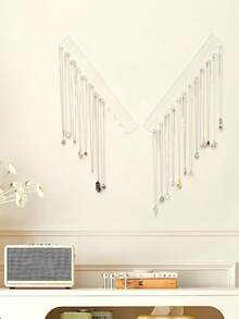 Acrylic Necklace Holder 2 Packs Wall Mounted Necklace Organizer Hanging Jewelry Organizer With 12 Hooks For Necklaces, Bracelets, Rings And Bangles Display - View 6