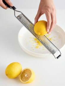 Haus Hana 1pc Portable Stainless Steel Citrus Zester & Lemon Grater With Long Handle - Perfect For Chocolate, Cheese & Fruit Peeling - Ideal For Outdoor Camping & Home Use - Silver - View 2