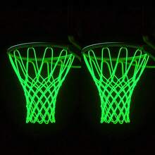 2pcs Glow-In-The-Dark Basketball Nets - Basketball Hoop Net Replacement | Heavy-Duty Anti-Whip Night Light Nylon Net Rings - Outdoor Sports Equipment Accessories Gift, Suitable For Pool, Beach, Backyard - 2pcs - View 2