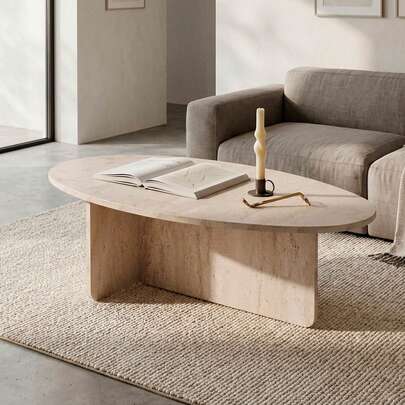 Interior Mesa de Centro Borneo Acabado Beis, Tablero de Melamina 18mm, Diseño Moderno y Resistente, Disponible en varios tamaños