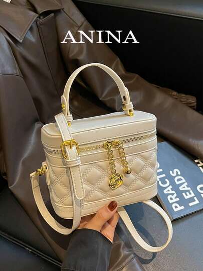 Quilted Embroidered Fashion Shaped Box Handbag Rhombus Chain Bag Women's Bag Minimalist Crossbody Bag Shoulder Bag 2026 New Style