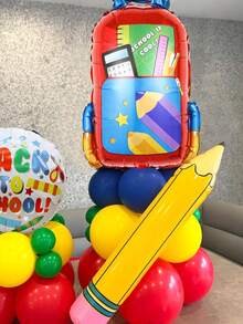 32pcs Back To School Theme Balloon Set, Large Backpack & Pencil Balloons, 18-Inch Round Balloons, Blue Yellow Red Green Latex Balloons, Suitable For Back To School Party, First Day Of School, Welcome Back To School Decoration - Style B - View 2