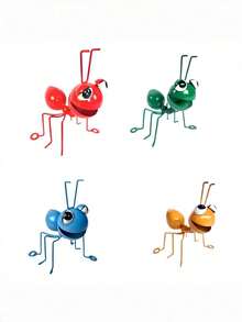 4pcs Colorful Metal Ant Figurines, Suitable For Indoor And Outdoor Decoration, Garden Party, Holiday, Office And Wedding Decor - Style a - View 7