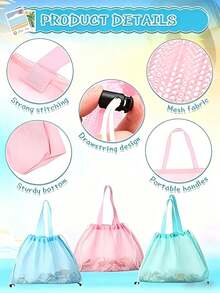 1pc Outdoor Beach Bag, Used For Storing Beach Toys, Large Capacity Mesh Bag, Suitable For Playing In Sand - Beach Bag - View 6