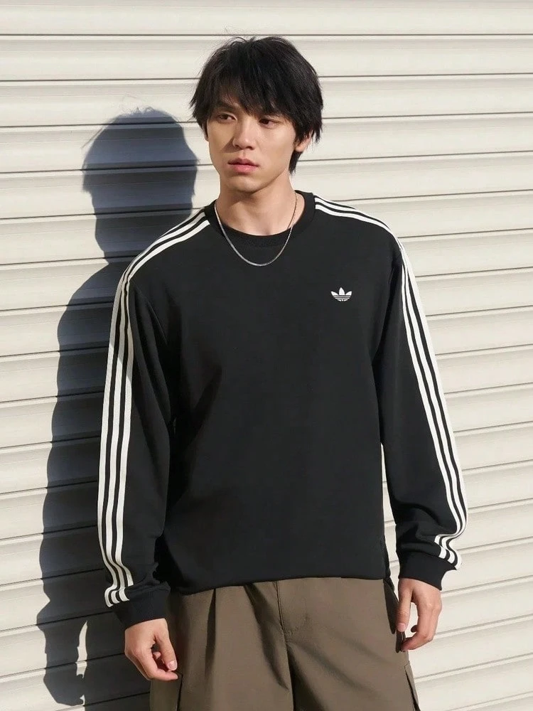 Adidas Originals 男士 CALI TEE LS M 長袖針織無領 T 恤 TLC8314 - 黑色 - 查看 1