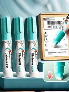 1pc Portable White Correction Pen, Smooth Ink Covers Errors, Wide Tip For Precise Correction, Quick-Drying Correction Pen, Suitable For Students, Office, Laptop, Documents And Handwritten Correction, Campus Essential, Halloween, Christmas - Multiple Styles - View 3