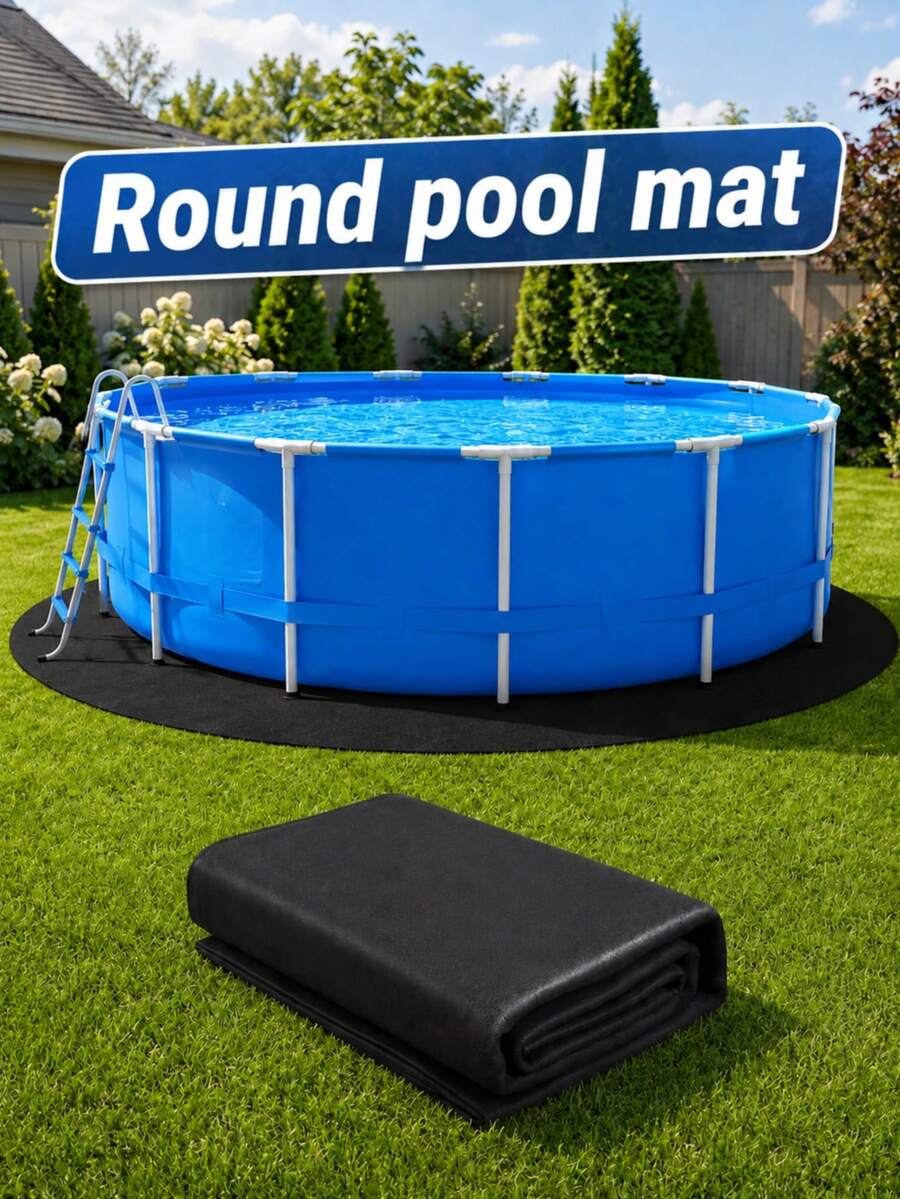 1pc/Set [Round Pool Mat], Multiple Sizes: 300cm-550cm, Suitable For Above Ground Pools, Pool Bottom Mat, Thickened Black Protective Liner, Prevents Punctures - Multiple Styles - View 1