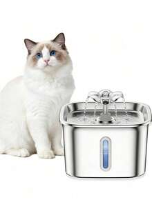 74.4oz/2.2L Automatic Pet Water Fountain, Stainless Steel Cat Water Fountain With Window, Visible Water Level, USB Powered With Replacement Filter, Suitable For Small And Medium Cats And Dogs (Replacement Filter Available Separately) - 2.2L - View 10