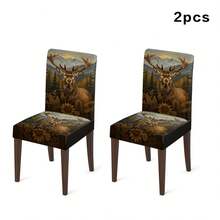 1/2/4/6/20 piezas, Fundas para sillas de comedor, Fundas para sillas de comedor con patrón vintage de lujo de ciervo del bosque, Decoración atmosférica de restaurante adecuada para el hogar, Fundas de protección de renovación de sillas de comedor de estilo de lujo, Fundas para sillas de estilo Mori adecuadas para banquetes, restaurantes y uso diario en el hogar, Fundas de protección de decoración de sillas de restaurante y habitación, Fundas para sillas de comedor desmontables y lavables, Regalos festivos, Regalos familiares - Multicolor - Ver 15