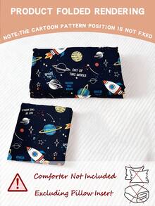 2/3件組太空火箭與行星印花床上用品套裝，「Out Of This World」被套組含枕套，適合男孩與女孩臥室 - 彩色 - 查看 4