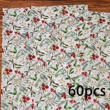 60/30/10 Sheets Christmas Flower And Leaf Pattern Tissue Paper, Christmas Tree, Size 50*35cm, Handmade Wrapping Paper, Easy To Protect Items, Gift Box Filler, Party Decoration - Christmas Style Design, Durable Packaging, Holiday Wrapping, Holiday Decoration - Multicolor - View 13