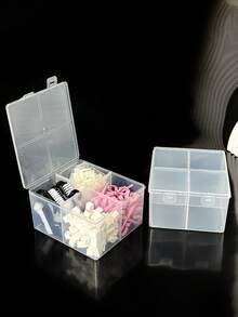 1 Peça Caixa de Armazenamento de Arte de Unhas com 4 Compartimentos e Tampa Transparente com Fechamento por Pressão, Organizador de Suprimentos e Ferramentas de Unhas - Multicolorido - Visão 4