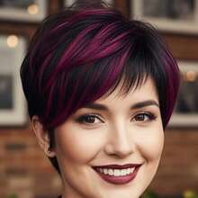 Short Pixie Cut Wig Human Hair 6inch 150% Density Brazilian Remy Hair Wigs For Women Machine Made Wig Human Hair For Daily Wear 1B/99J Color For Halloween - S1B/99J - View 2