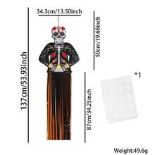 1pc Halloween Hanging Decoration, Skeleton Skull Tassel Garland With Colorful Sugar Skull Design, Spooky Party Door Wall Decor, Fall Festival Home Accessories - Multicolor - View 8