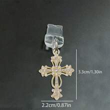 1pc Fashion Cross Alloy Rhinestone Gothic Style Cross Phone Dust Plug - Multicolor - View 2