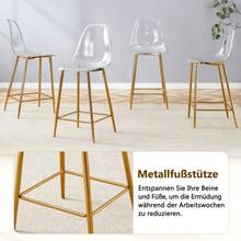 Transparent Bar Stool Set, 2-Pack, With Metal Frame In Silver/Gold/Black, Modern Design Chairs For Kitchen, Bar Or Dining Room (Stools Only, No Table) - 金色 - 查看 5